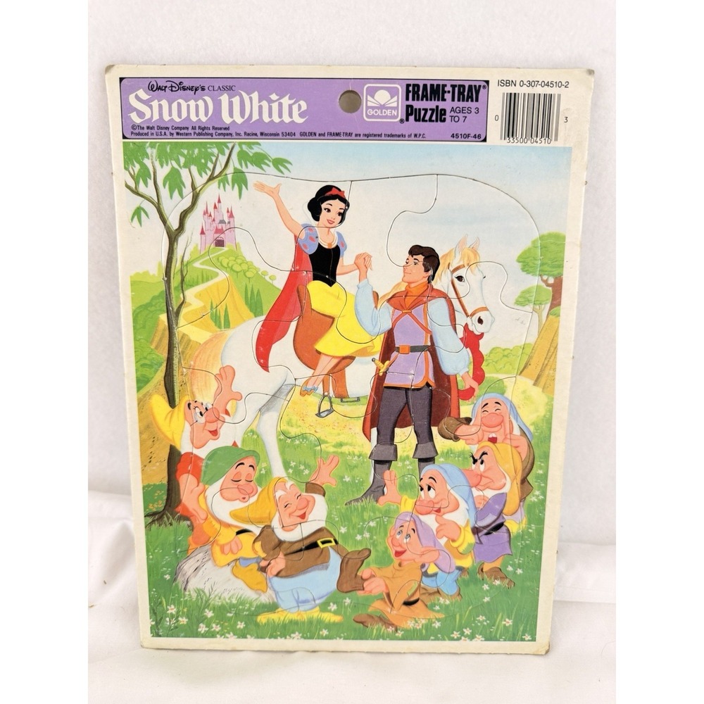 Puzzle Walt Disney Snow White Golden Frame Tray Vintage Kids 4510F-46